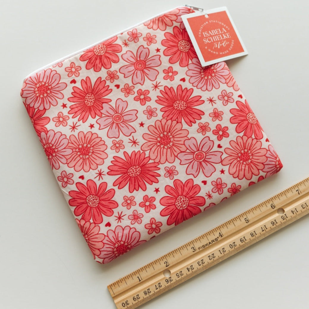 Large Floral Zipper Pouch