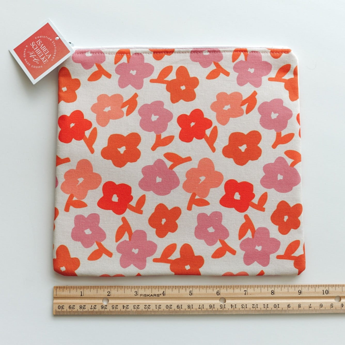 Large Pink Poppy Zipper Pouch