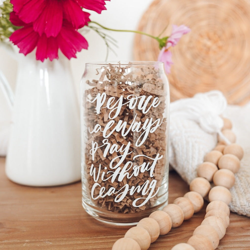 Rejoice Always Glass Cup