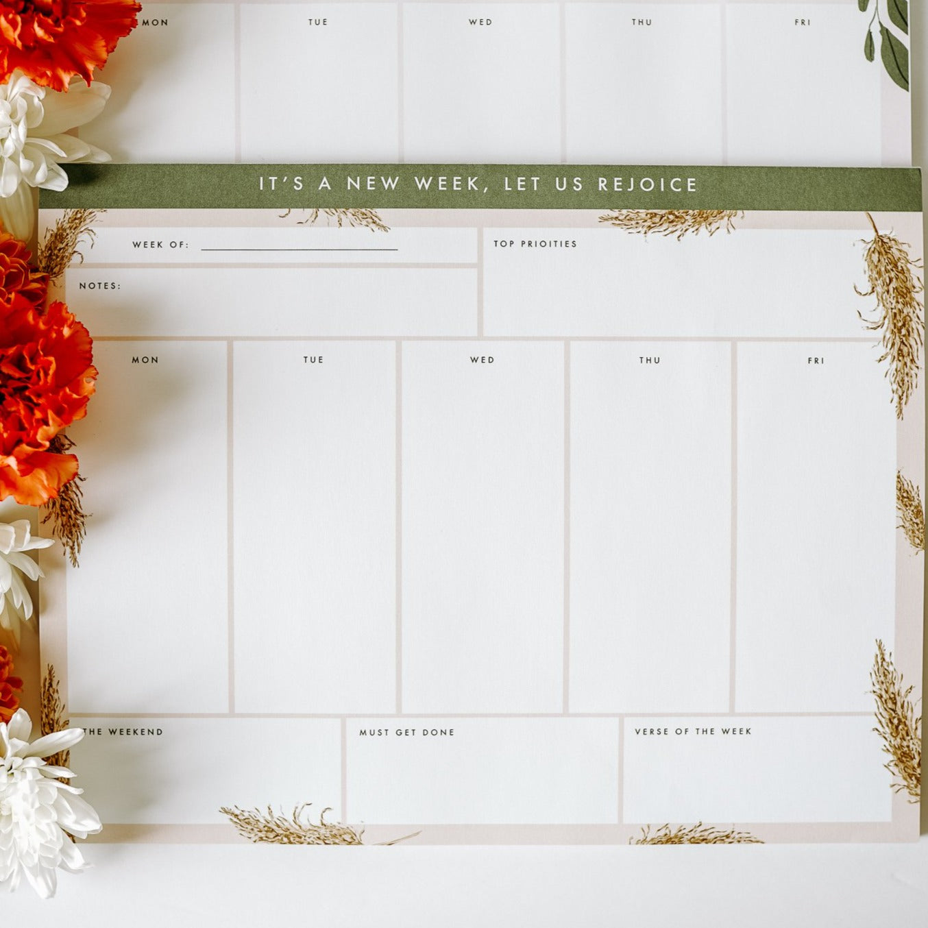 Pampas Grass Weekly Notepad