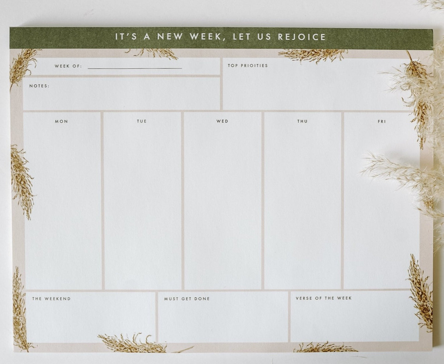 Pampas Grass Weekly Notepad