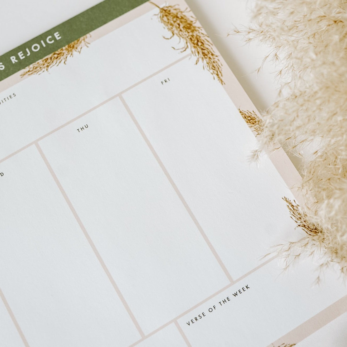 Pampas Grass Weekly Notepad