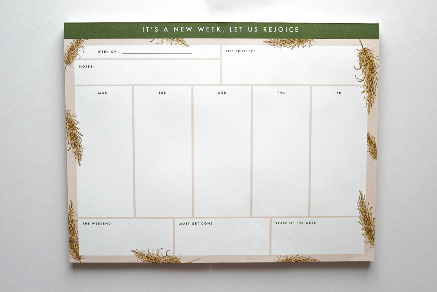 Pampas Grass Weekly Notepad
