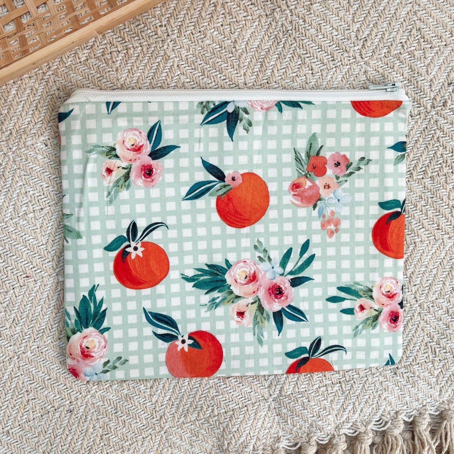 Floral Orange Handmade Pouch