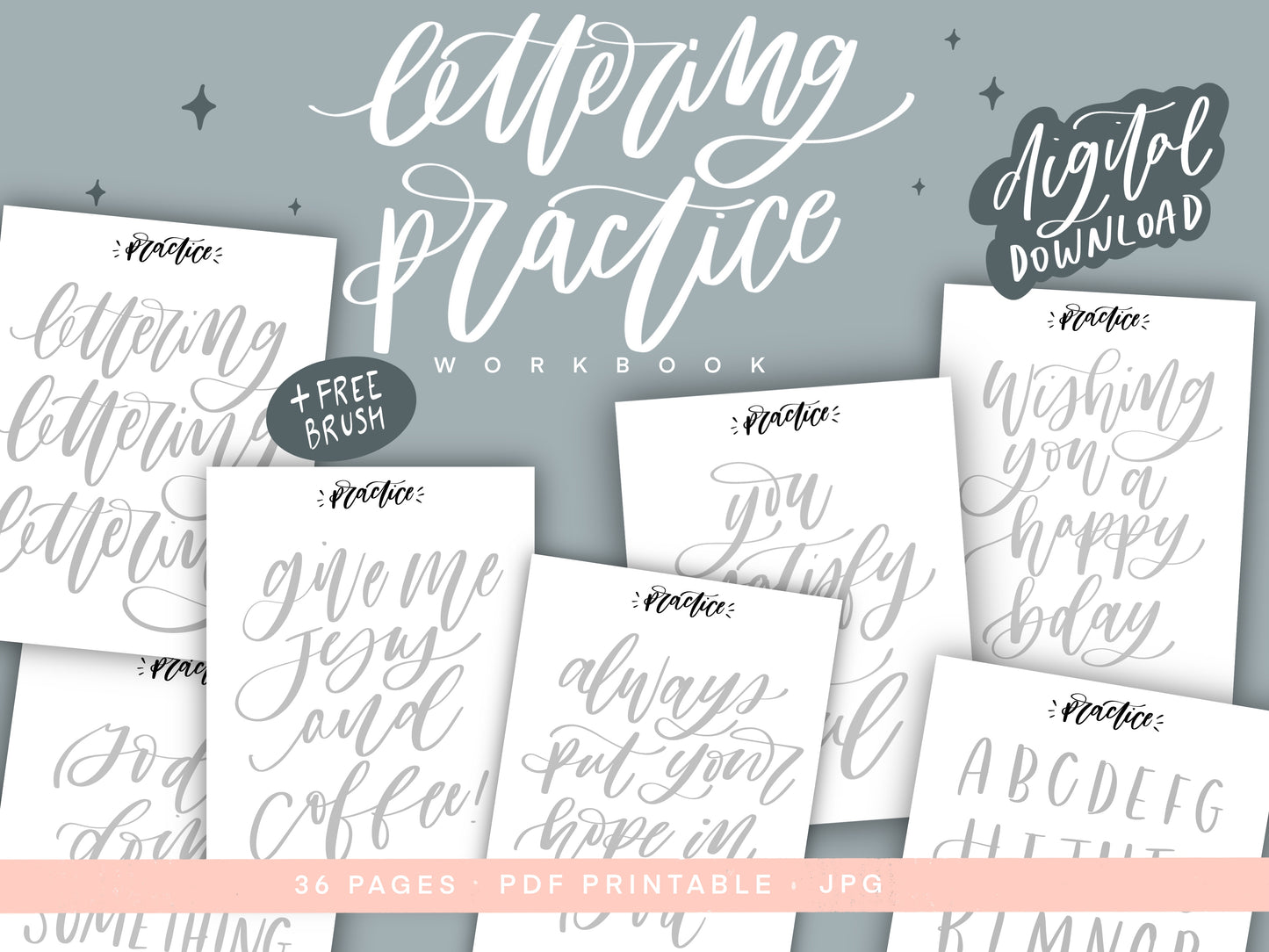 Lettering Brush Workbook + Free Brush