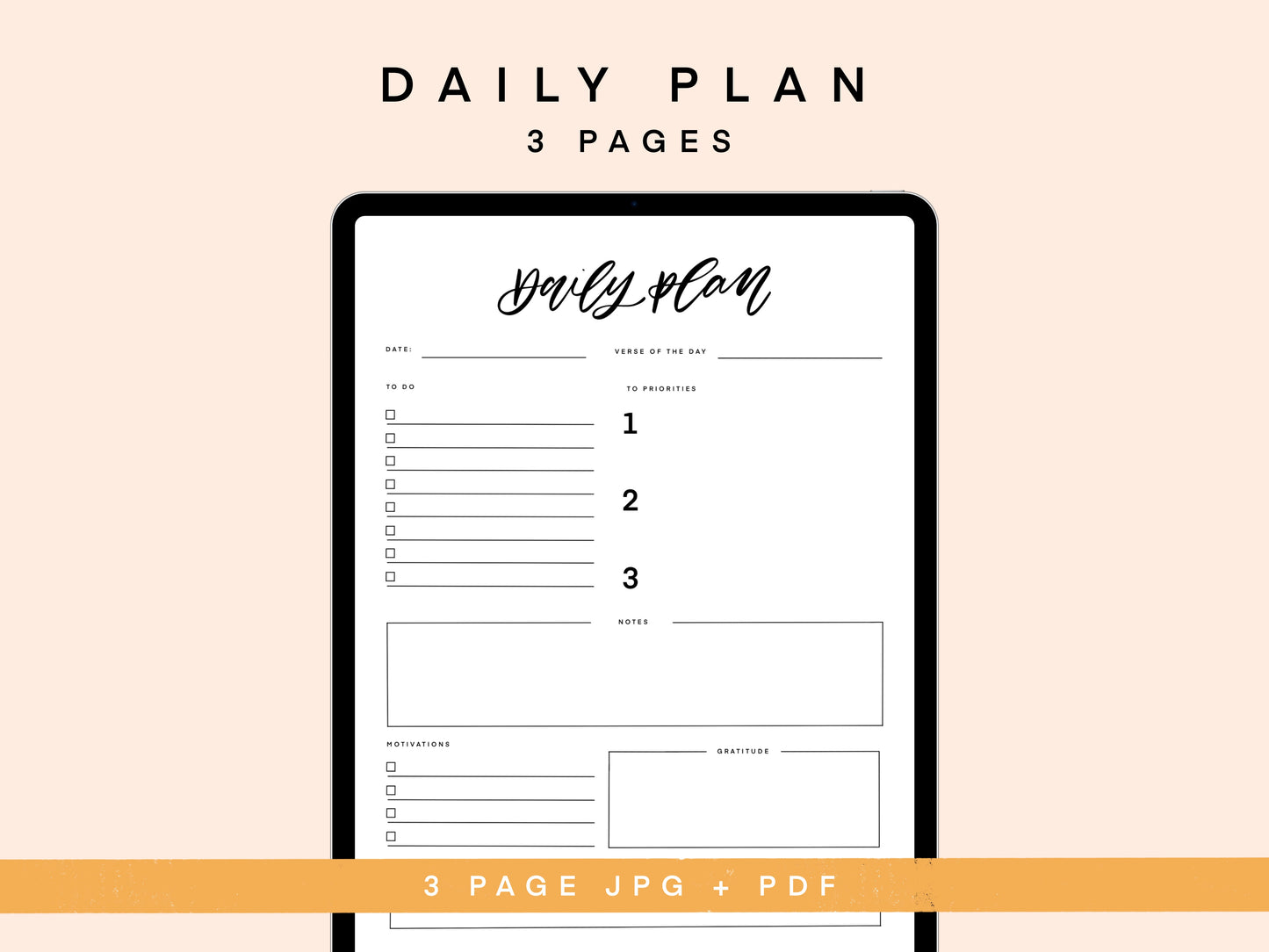 Daily Plan + Prayer Journal