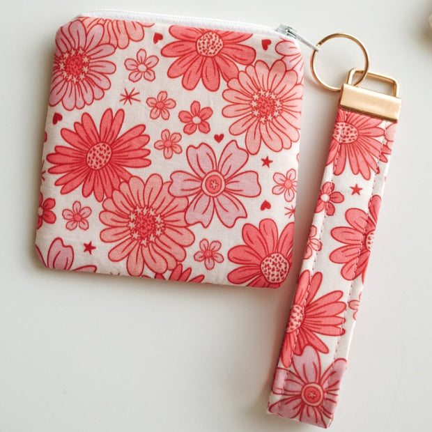 Floral Keychain + Coin Bag