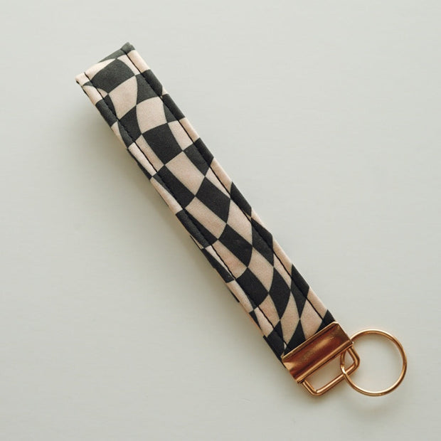 Black Checkered Wristlet Keychain