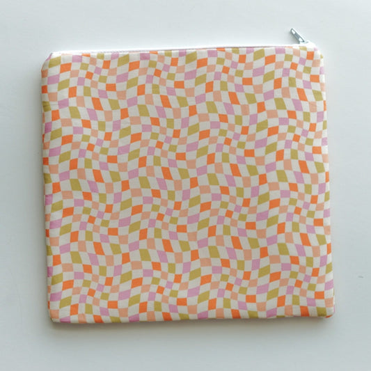 Large Colorful Checkered Zipper Pouch
