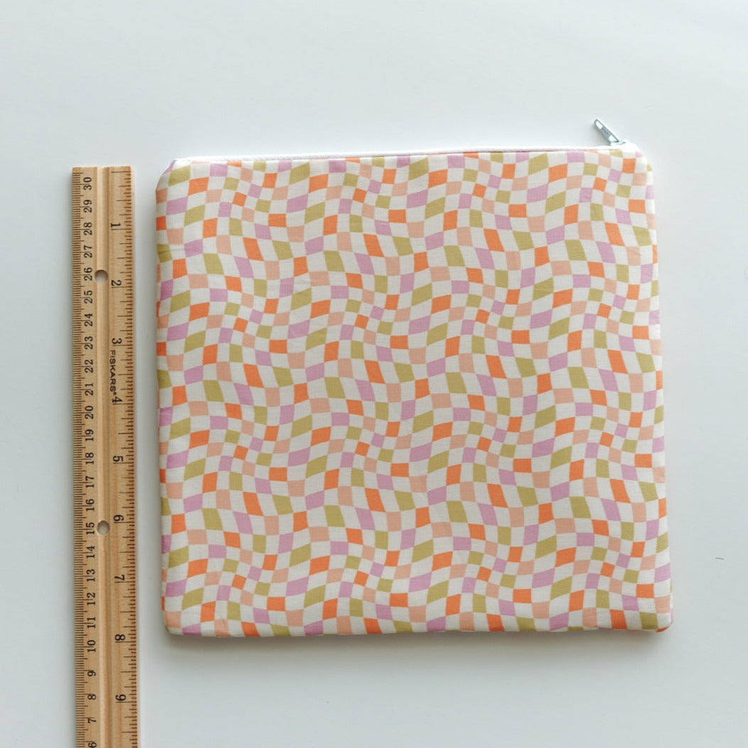 Large Colorful Checkered Zipper Pouch