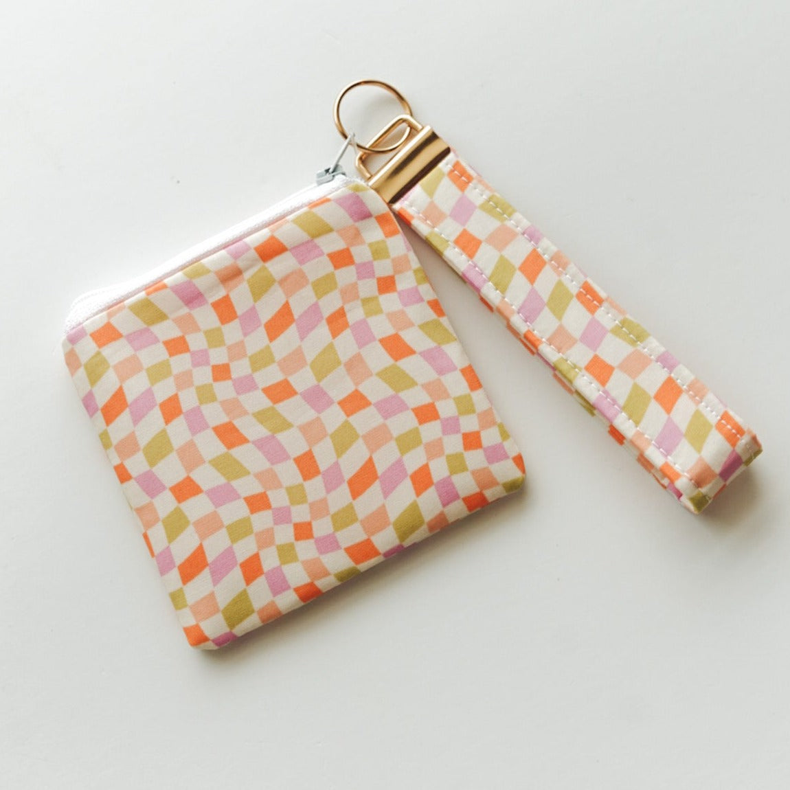 Colorful Checkered Keychain + Coin Bag