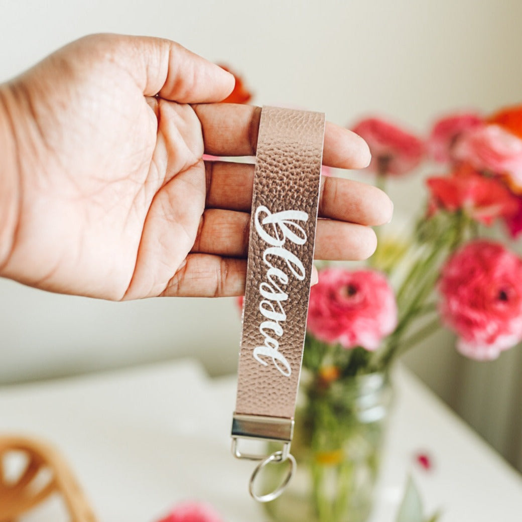 Blessed Faux Leather Keychain