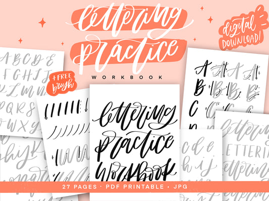 Practice Lettering Workbook + Free Brush